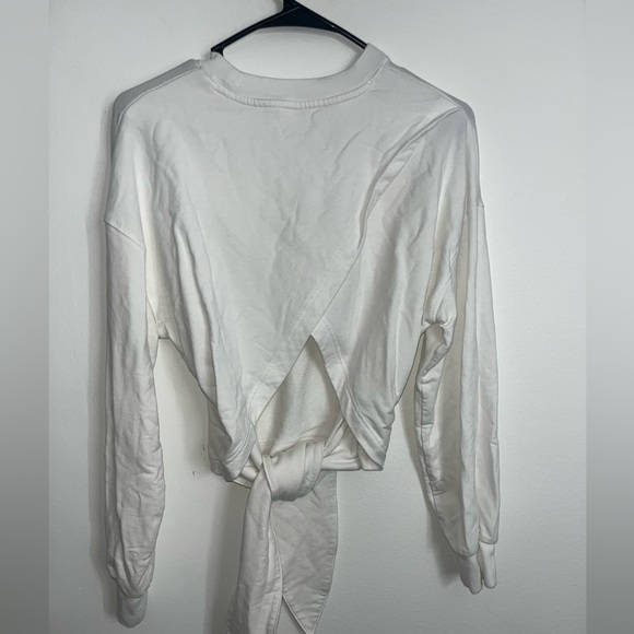 Athleta yoga open back cross tie sweater top tencell Cotton blend - Picture 5 of 10